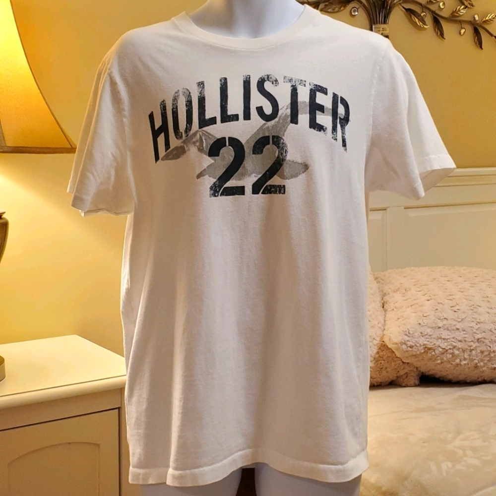 Hollister White Tee with Navy Lettering